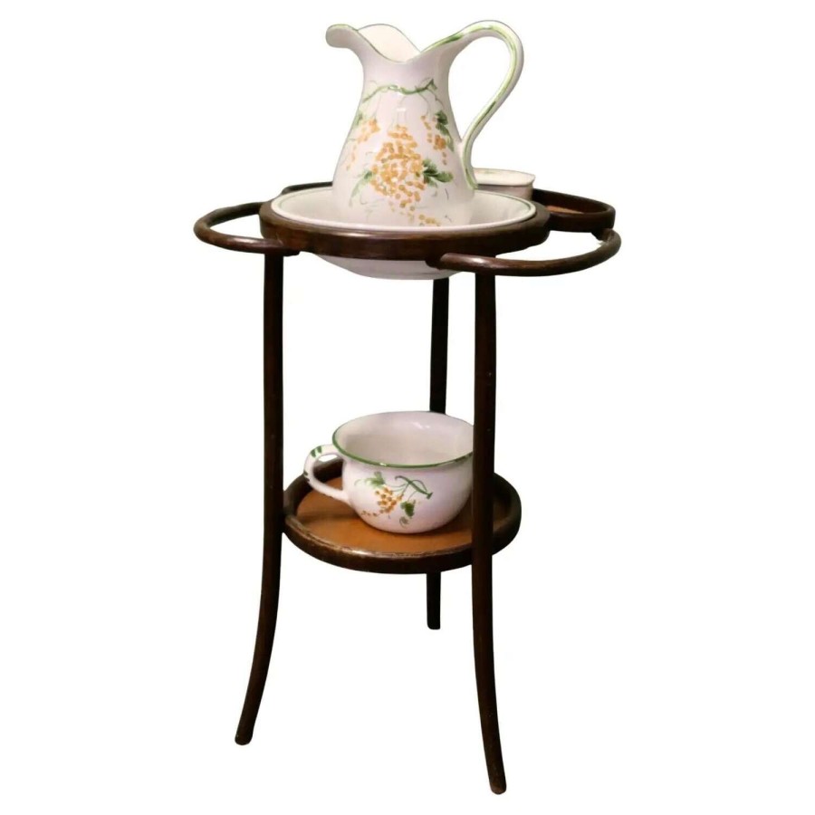 Bentwood Wash or Shaving Stand with Jug and Bowl