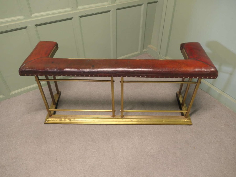 Brass and Red Leather Club Fender This is a genuine piece of Country House Decorative Fu