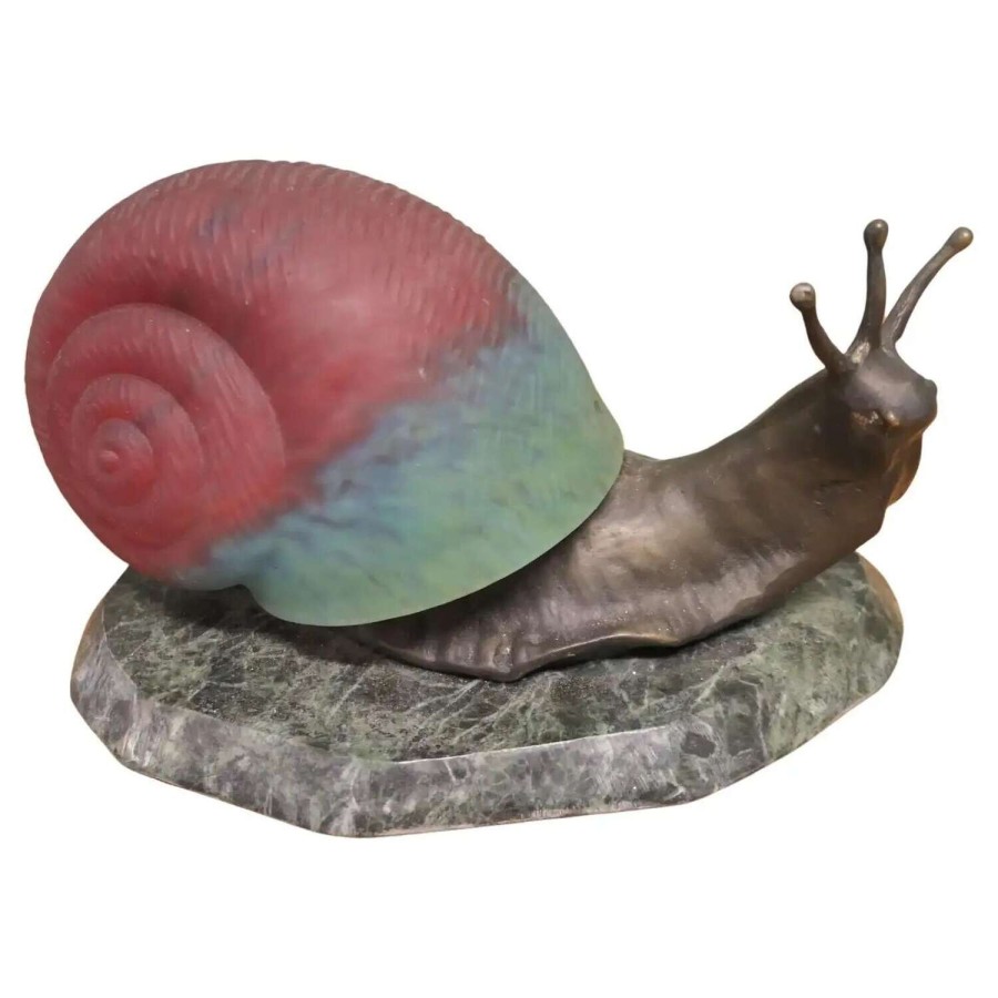 Bronze and Marble Table Lamp in the Shape of a Snail