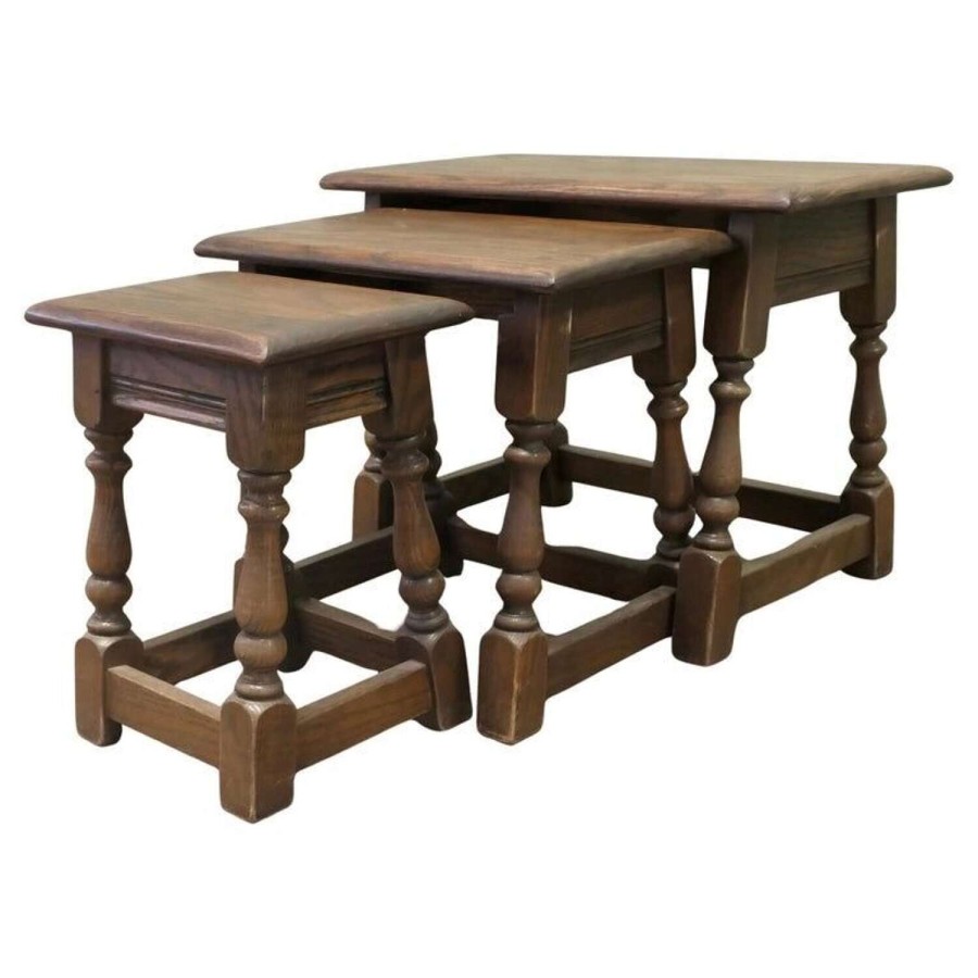 Country oak Nest of Tables by Old Charm