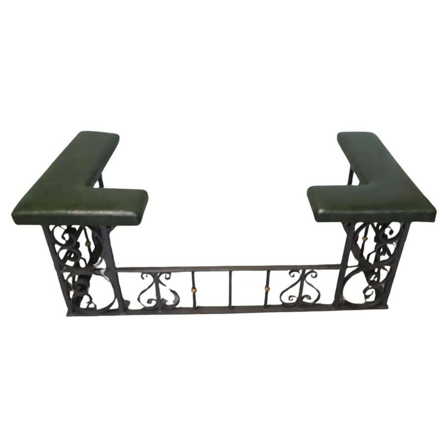 Decorative Wrought Iron and Leather Club Fender