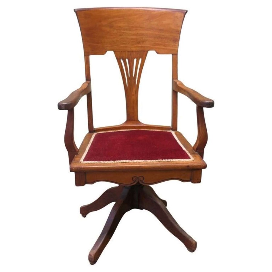 Edwardian Arts and Crafts Walnut Desk or Office Chair
