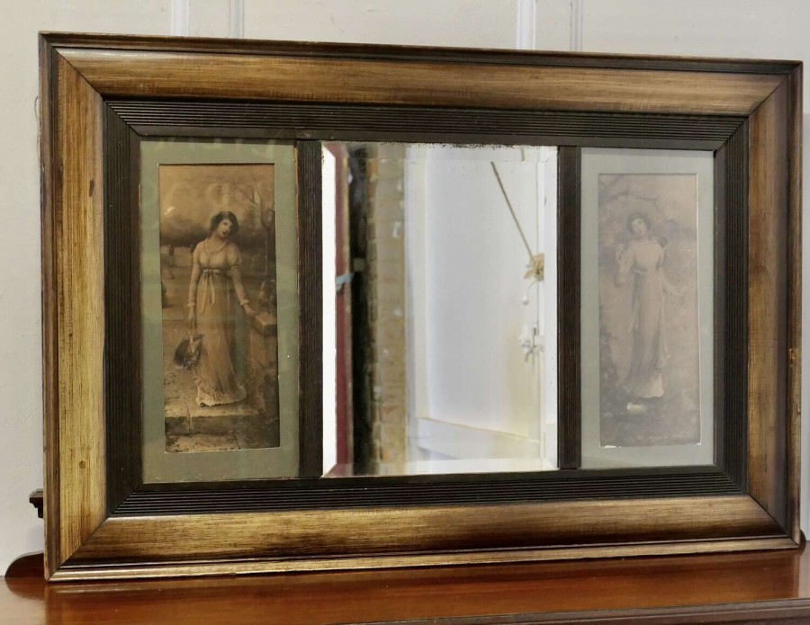 Edwardian Wall Mirror with Prints