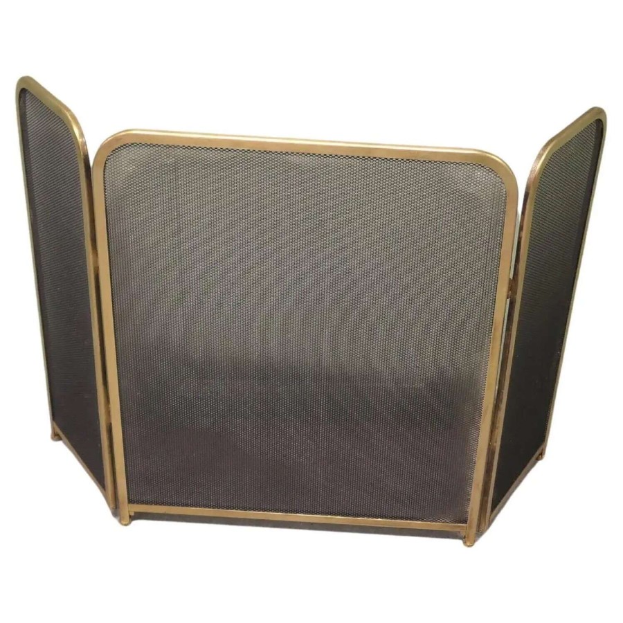 Folding Brass Mesh Fire Guard, Spark Guard