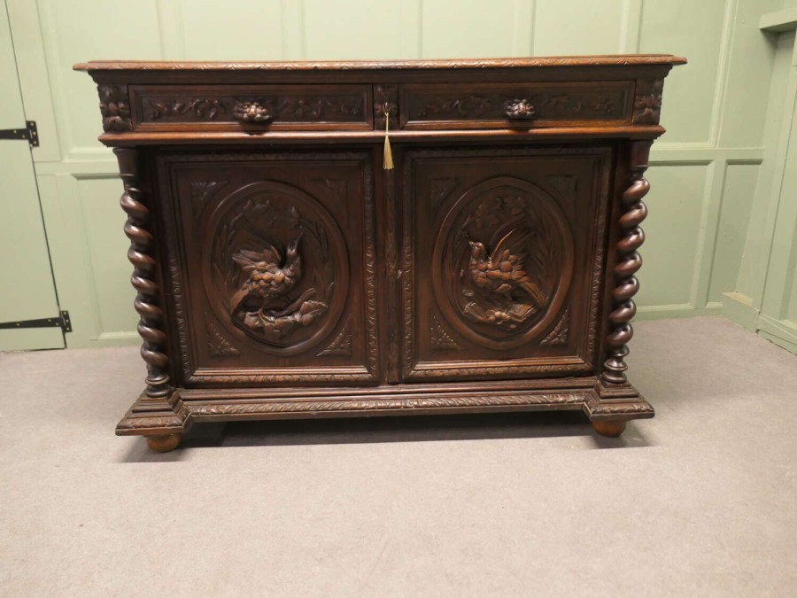 French Buffet de Corp, Carved Oak Game Cupboard,