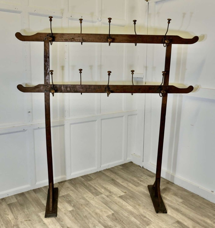 French Double Sided Arts & Crafts Golden Pine Hanging Rail