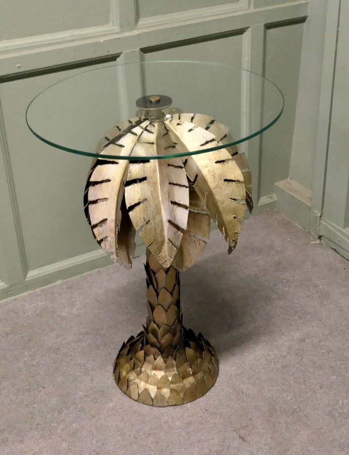 French Mason Jansen Style Palm Tree Tole Ware Table This stunning design is Circa 1970