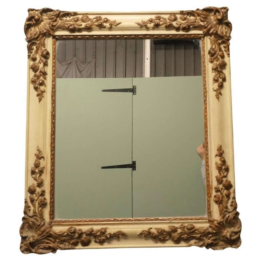 French Rococo Gilt and Cream Wall Mirror