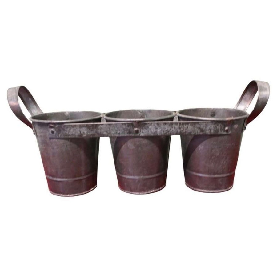 French Rustic Three Bottle Carrier, Coaster