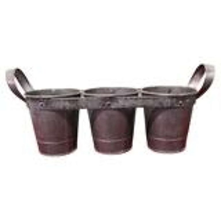 French Rustic Three Bottle Carrier, Coaster