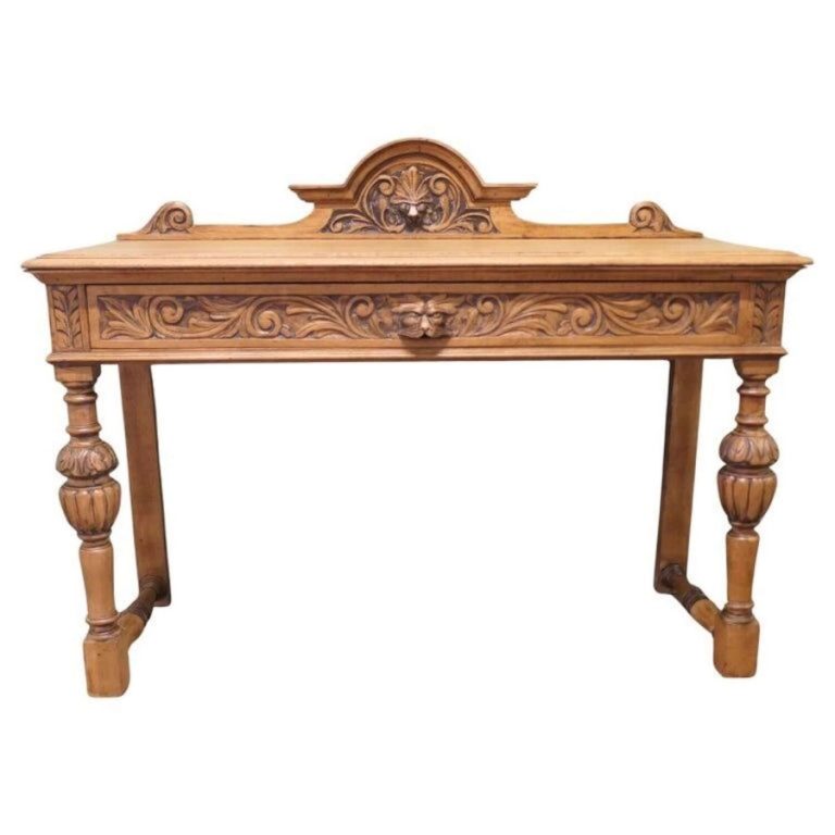 Green Man Carved Golden Oak Hall Table