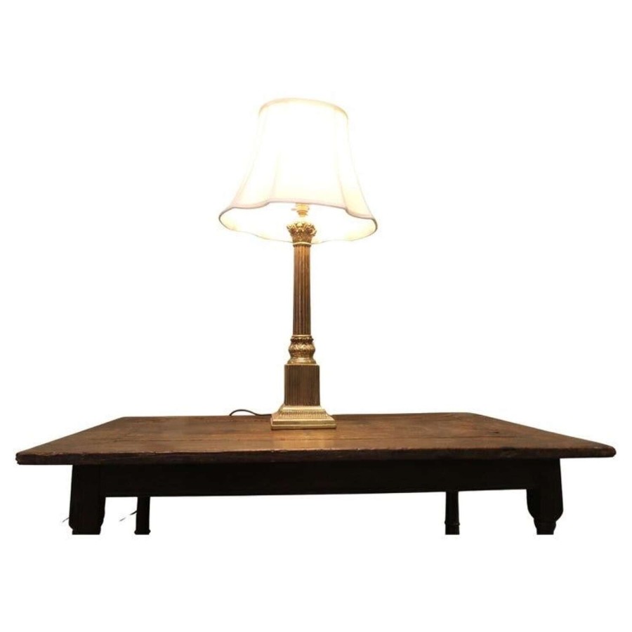 Heavy Brass Corinthian Column Table Lamp