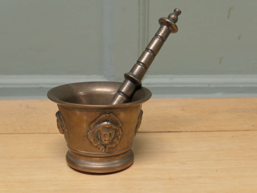 Heavy Bronze Gothic Pestle and Mortar An unusual pair