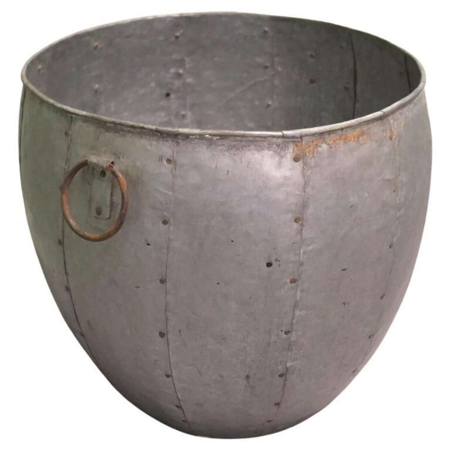Industrial Look Cauldron Log Basket or Planter