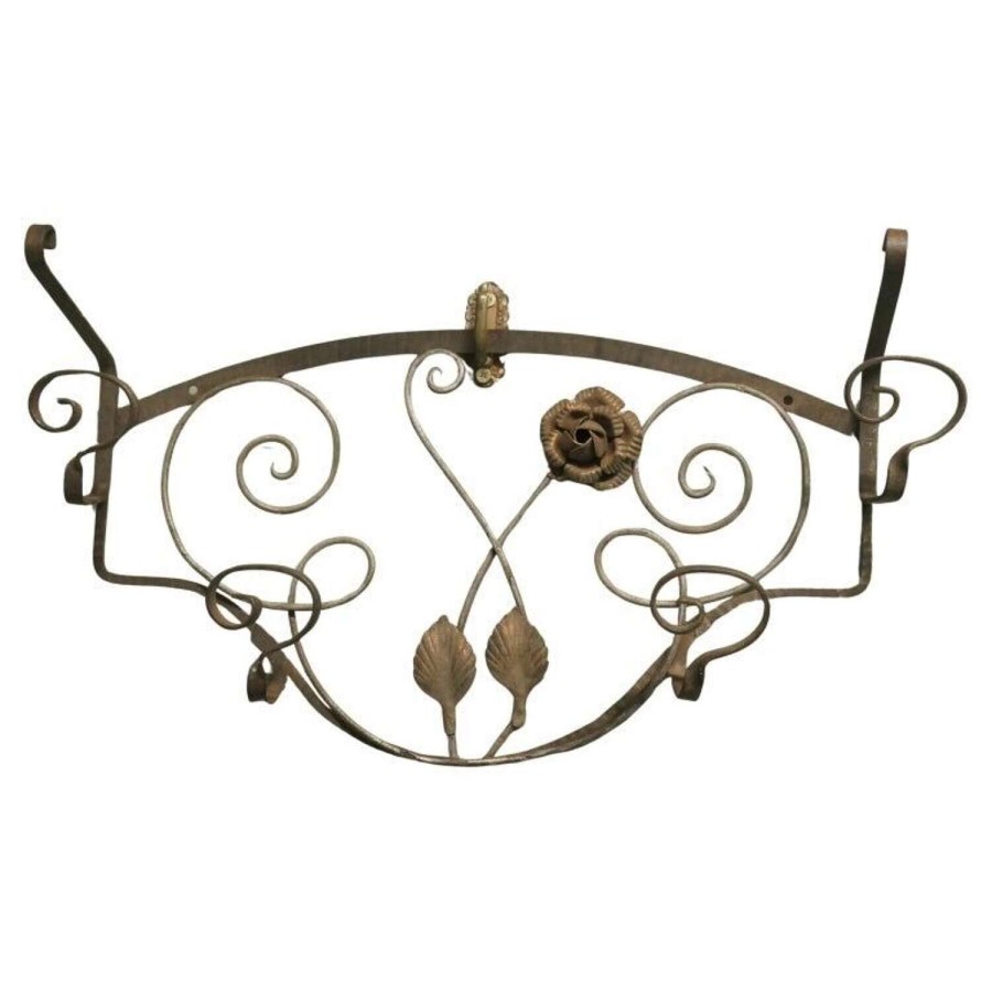 Iron and Gilt Hall Coat Hooks with Mirror