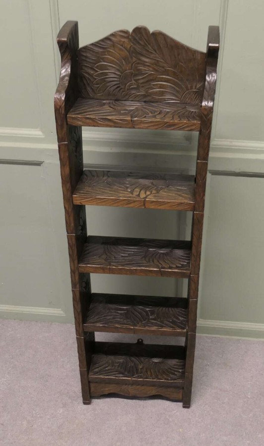 Japanese Liberty Arts and Crafts Tall Bookcase Carved with Sunflowers This Rare bookcase