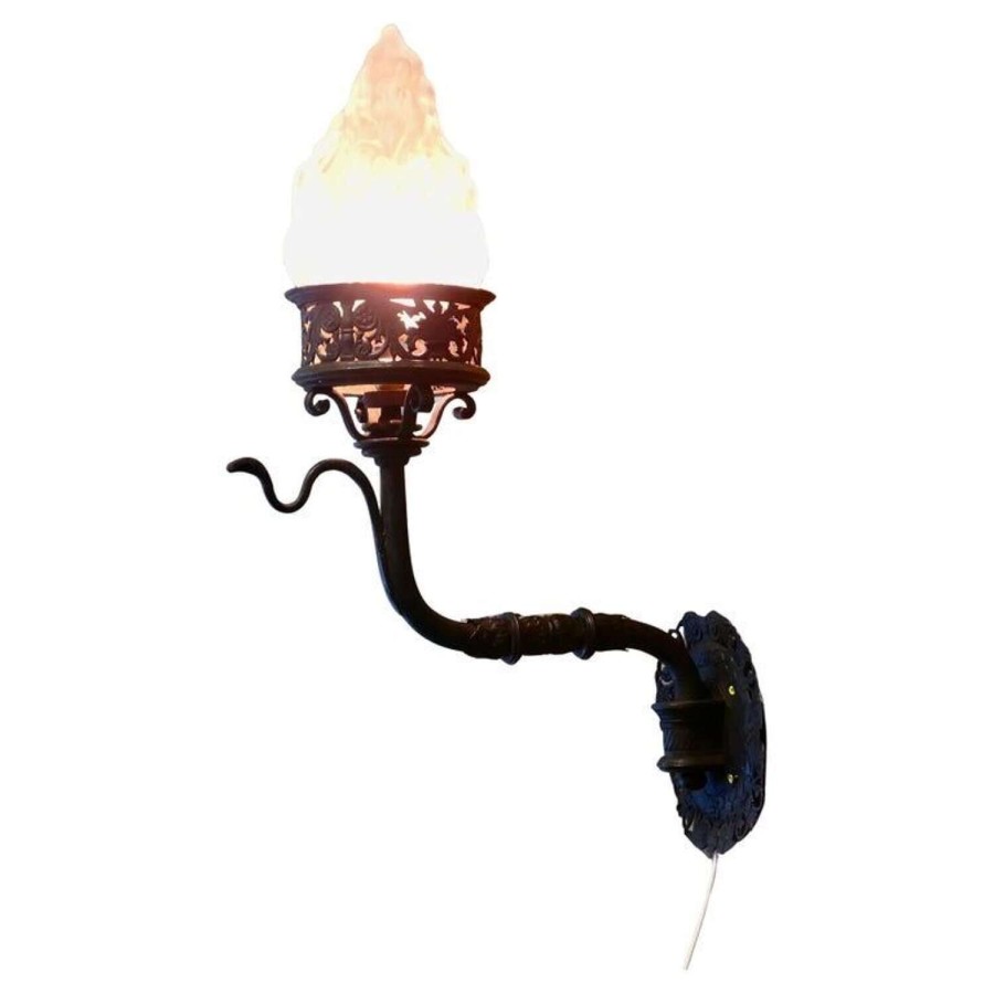 Large and Heavy Gothic Iron Castle Wall Light