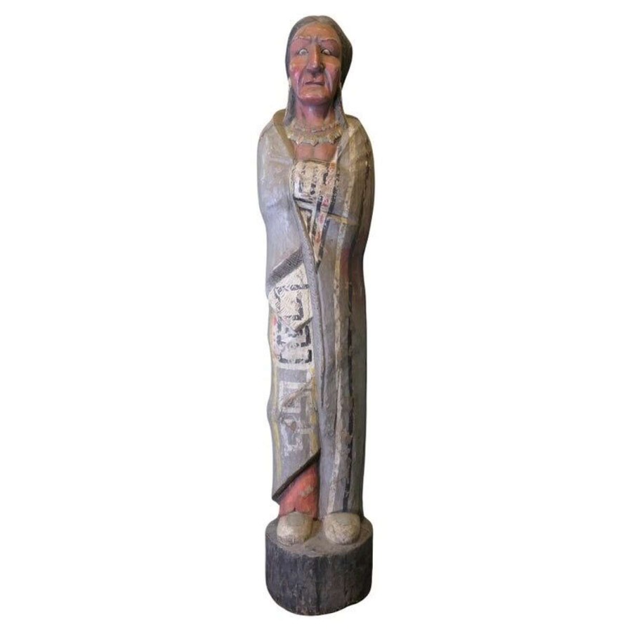 Large Carved Cigar Store Indian, Shop Trade Sign This is a very rare find, he is a full s
