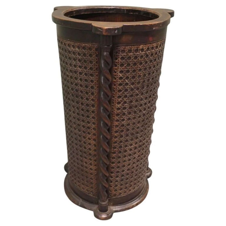 Large Country House Stick Stand, Barley Twist and Bergere