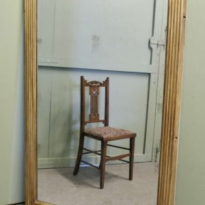 Large Early 19th C Rectangular Mirror Wide Reeded Frame
