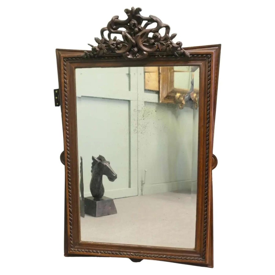 Large French Gothic Style Carved Oak Wall Mirror An ideal piece for the hall