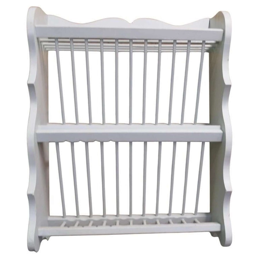 Large Painted Wall Hanging Pine Plate Rack