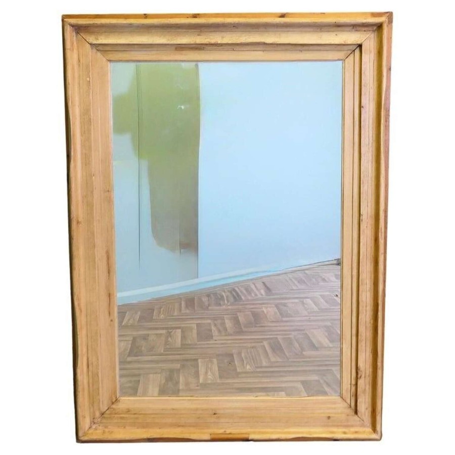 Large Reclaimed Moulded Pine Frame Mirror