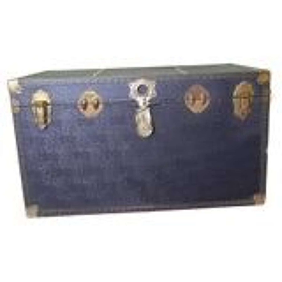 Large Vintage Faux Leather Studded Travel Trunk