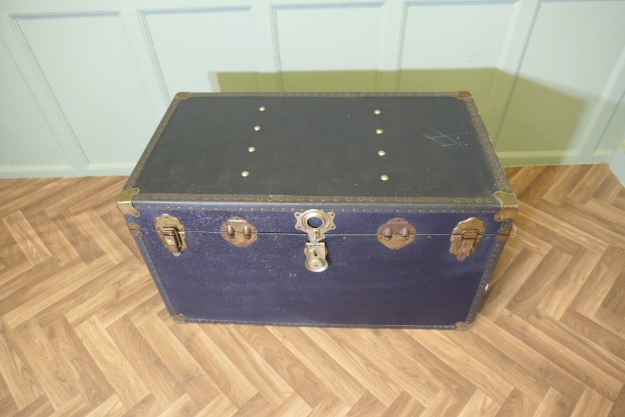 Large Vintage Faux Leather Studded Travel Trunk - Image 3