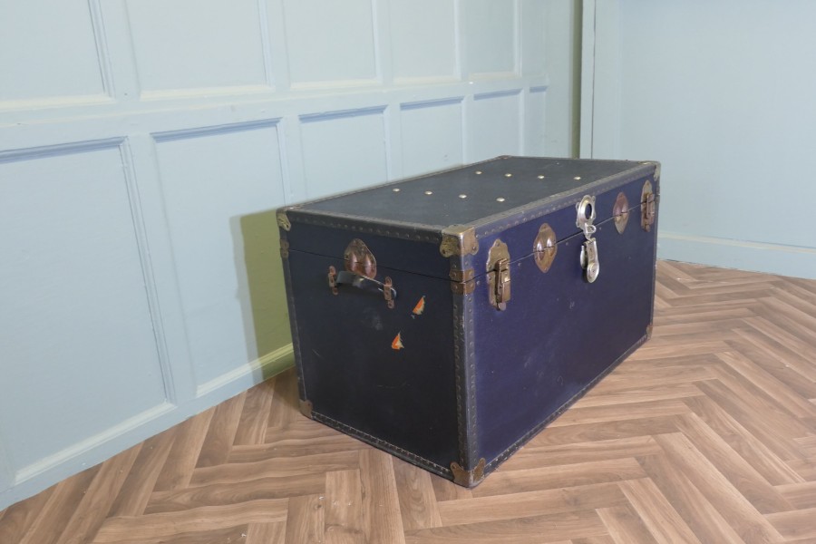 Large Vintage Faux Leather Studded Travel Trunk - Image 5
