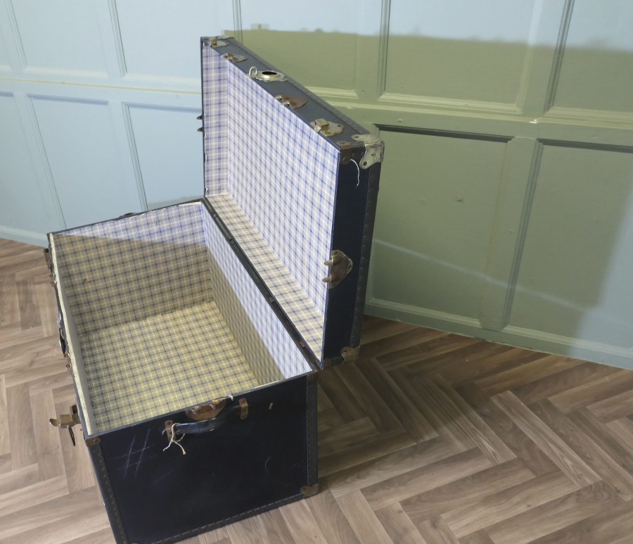 Large Vintage Faux Leather Studded Travel Trunk - Image 7