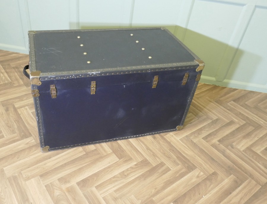 Large Vintage Faux Leather Studded Travel Trunk - Image 8