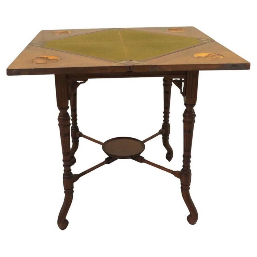 Late Victorian Envelope Card Table With Gaming Wells