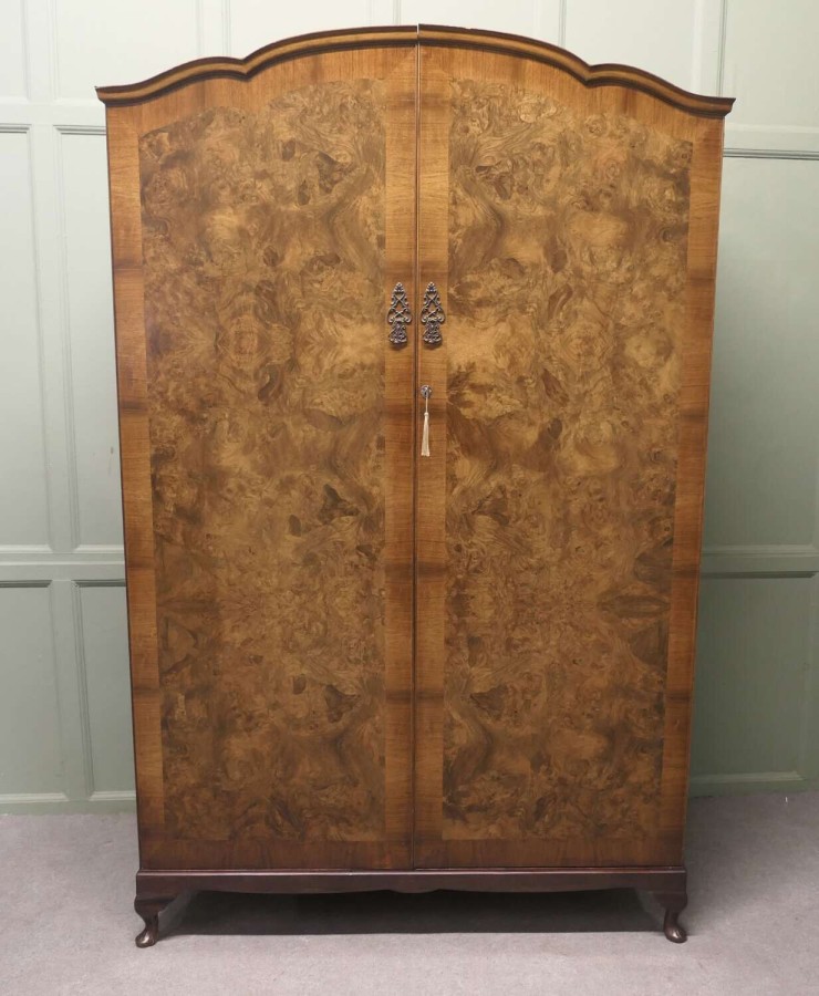 Maple Art Deco Bur Walnut Compact Shelved Wardrobe This Very Stylish Double wardrobe