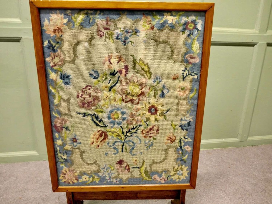 Metamorphic Embroidered Fire Screen Occasional Table Superb expertly hand embroidered