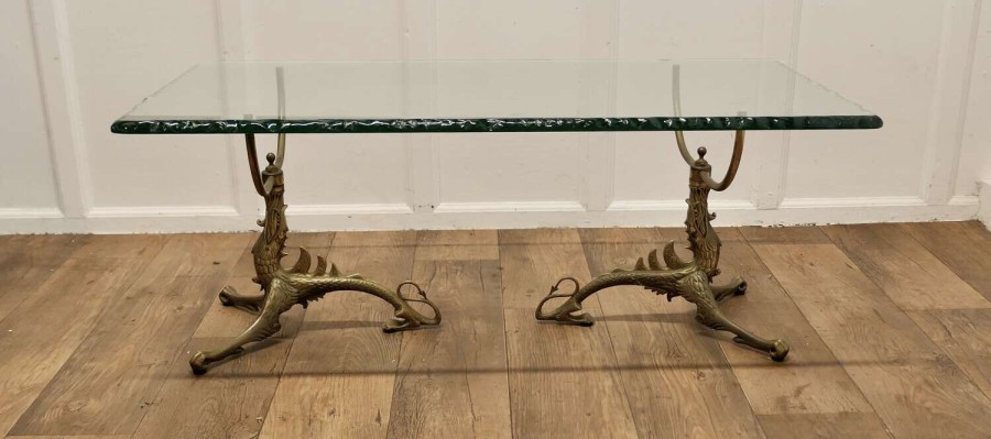 Mid Century Brass and Glass Coffee Table, by Jean-Danial Salvat