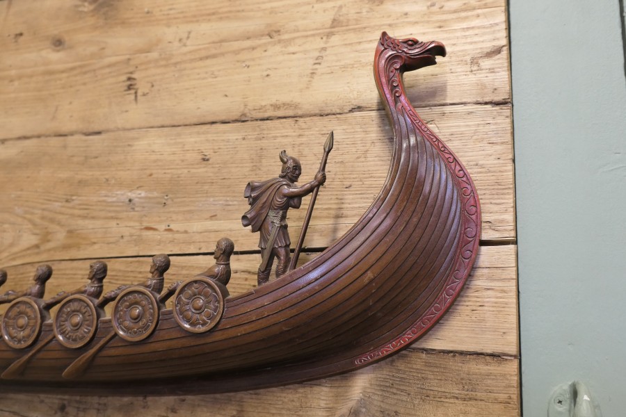 Mid Century Vintage Syroco Viking Ship Wall Art - Image 5