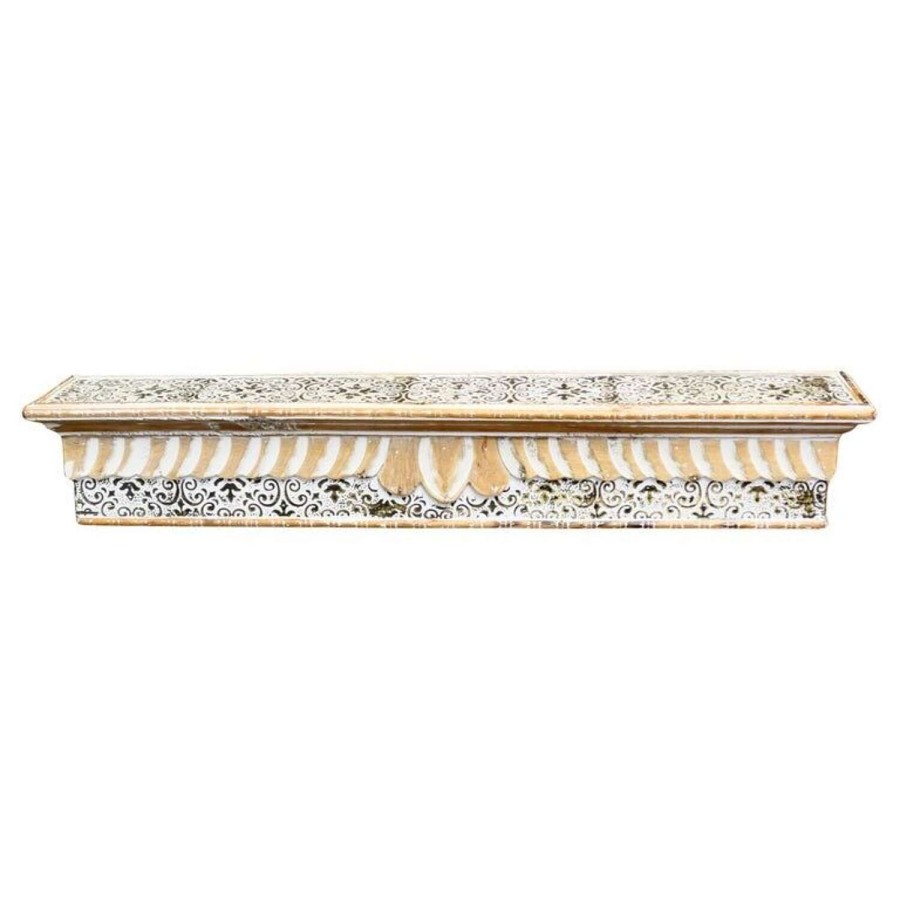 Moroccan Painted Folk Art Wall Shelf