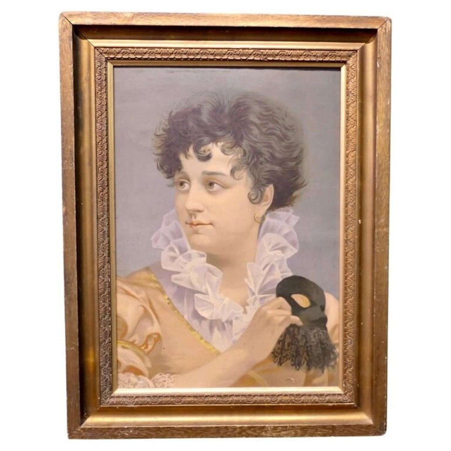 Oil Painting on Board Portrait of a Masquerade