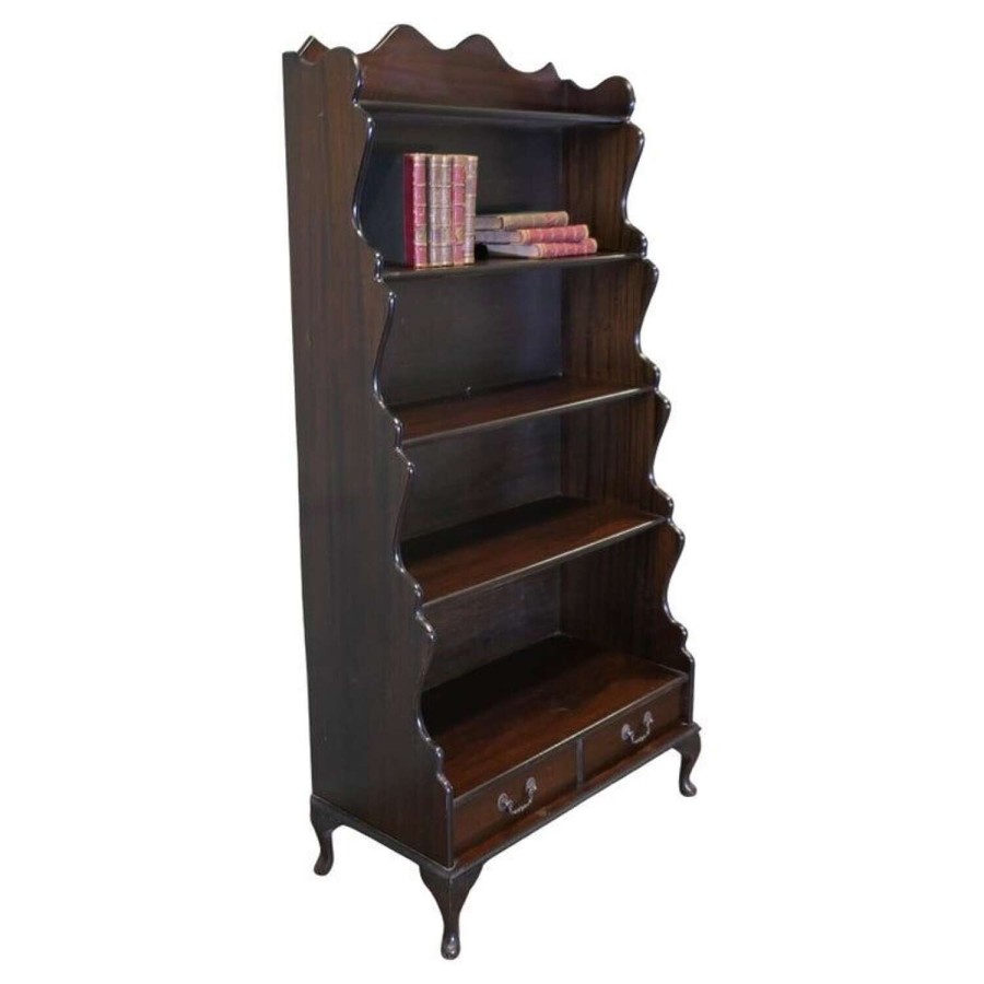 Open Front Waterfall Bookcase with Drawers