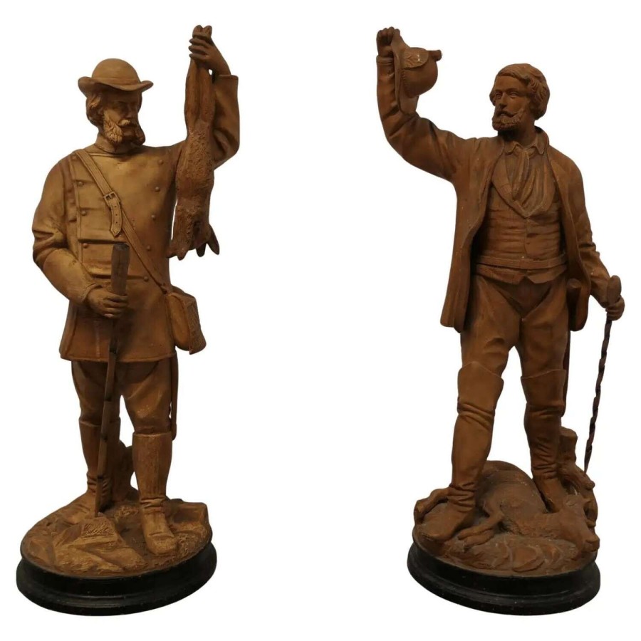 Pair of Black Forest Huntsmen, Pottery Figures