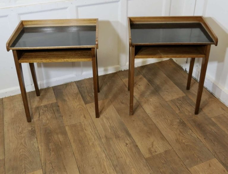 Pair of Danish Mid Century Side Tables with Trays on Top A stylish pair