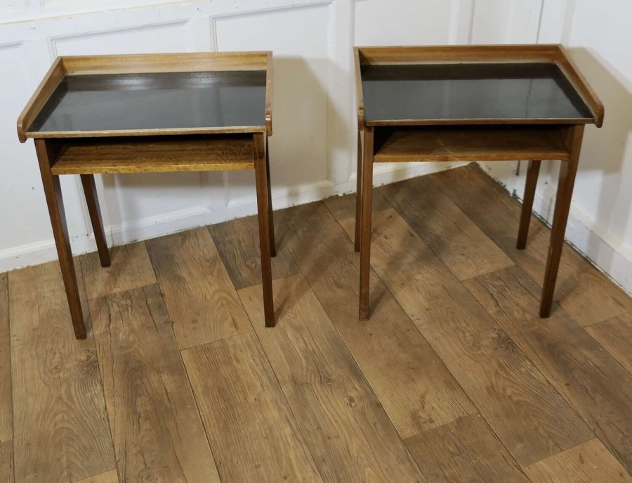 Pair of Danish Mid Century Side Tables with Trays on Top A stylish pair