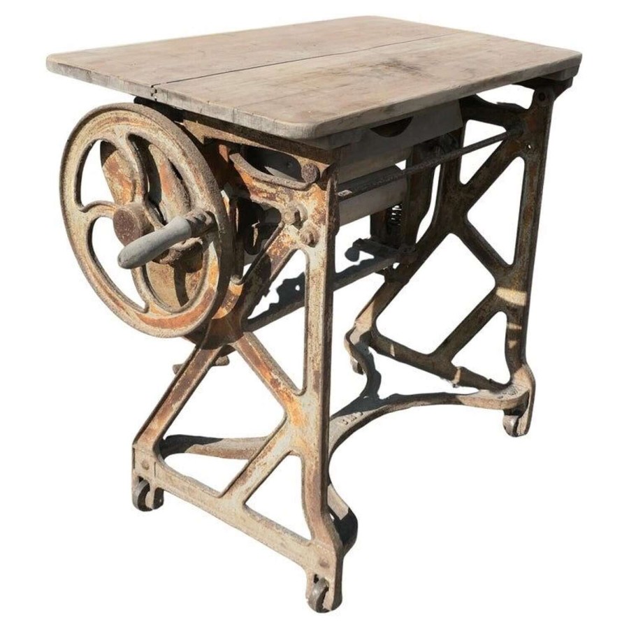 Pine Top Mangle or Cast-Iron Industrial Garden Table