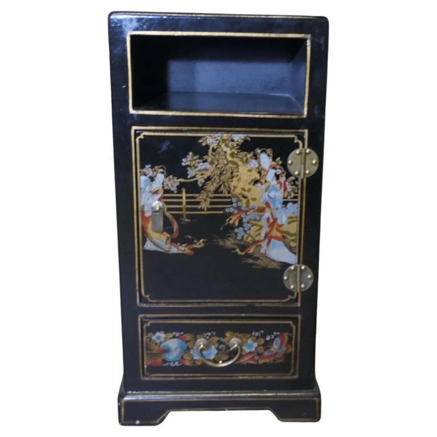 Pretty Decorated Chinoiserie Bedside Cupboard