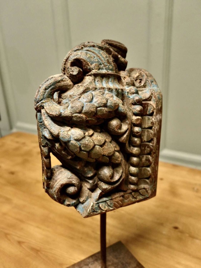 Primitive Architectural Carved Wood Mounted Sculpture A beautiful piece of folk architec