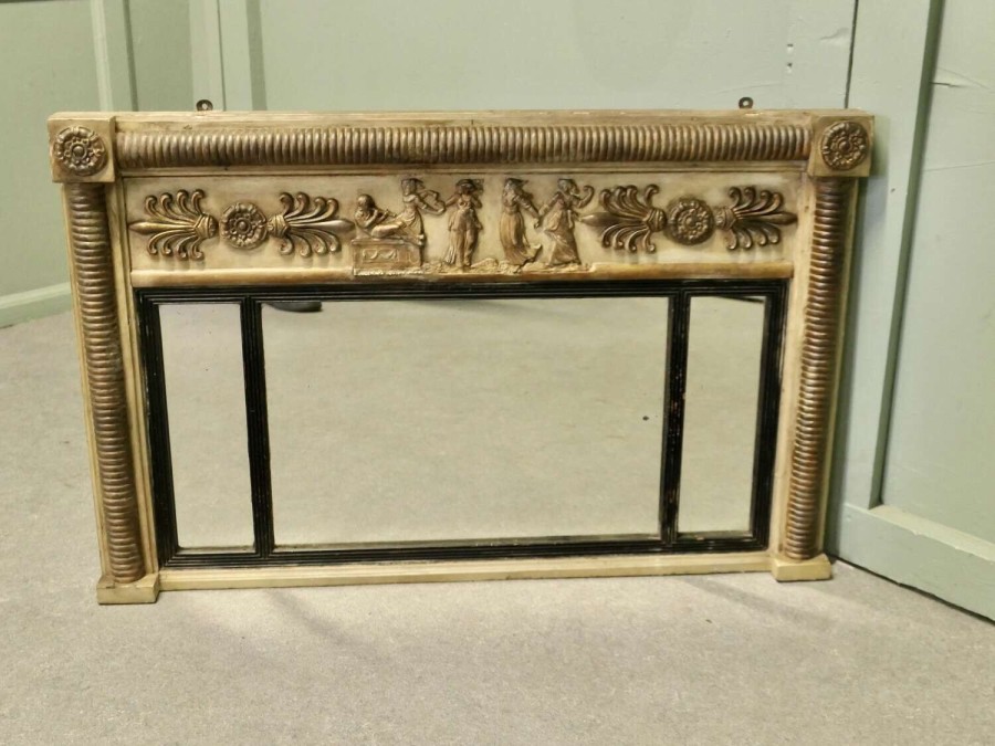 Regency Triple Plate Sculptured Mirror or Over Mantle