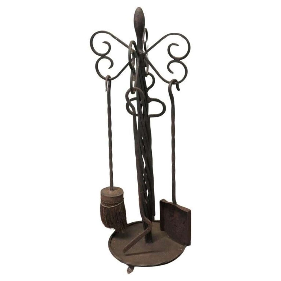 Round Wrought Iron Fireside Companion Tool Set