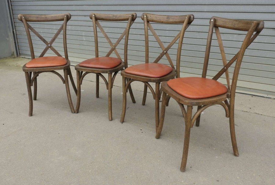Set of 4 French Bistro Chairs with New Leather Seats This is a Good sturdy set