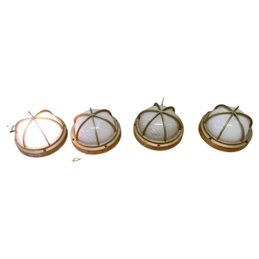 Set of 4 Vintage Style Nautical Brass Wall Lights